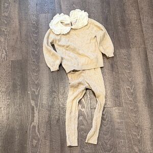 Zara Beige Sweater with Lace Collar